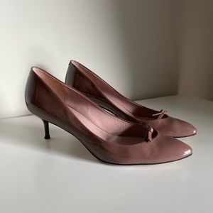 Gucci Brown Patent Leather Bow Heels